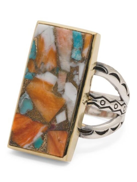 Shivam Jewelry - SHIVAM Made In India Sterling Silver Plated Oyster Turquoise Ring
